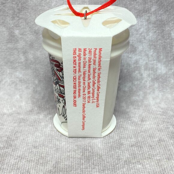 Starbucks 2017 Holiday Ceramic Ornament Red Cup With Ribbon Hanger - Picture 3 of 7